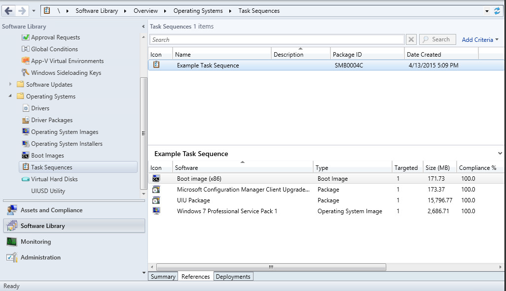 task sequence package references